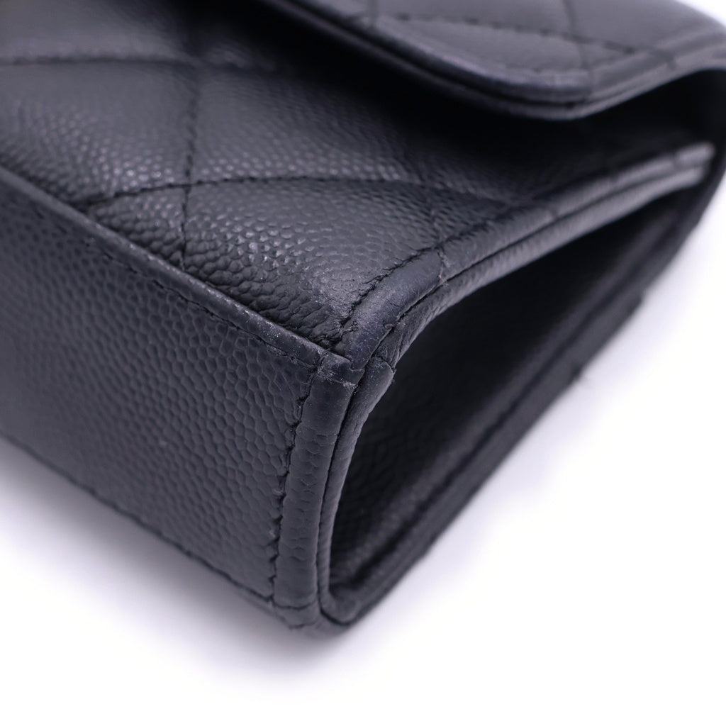 CHANEL(シャネル) マトラッセ キャビアスキン ゴールド金具 フォンケース チェーン ショルダーバッグ AP3238 ブラック レディース