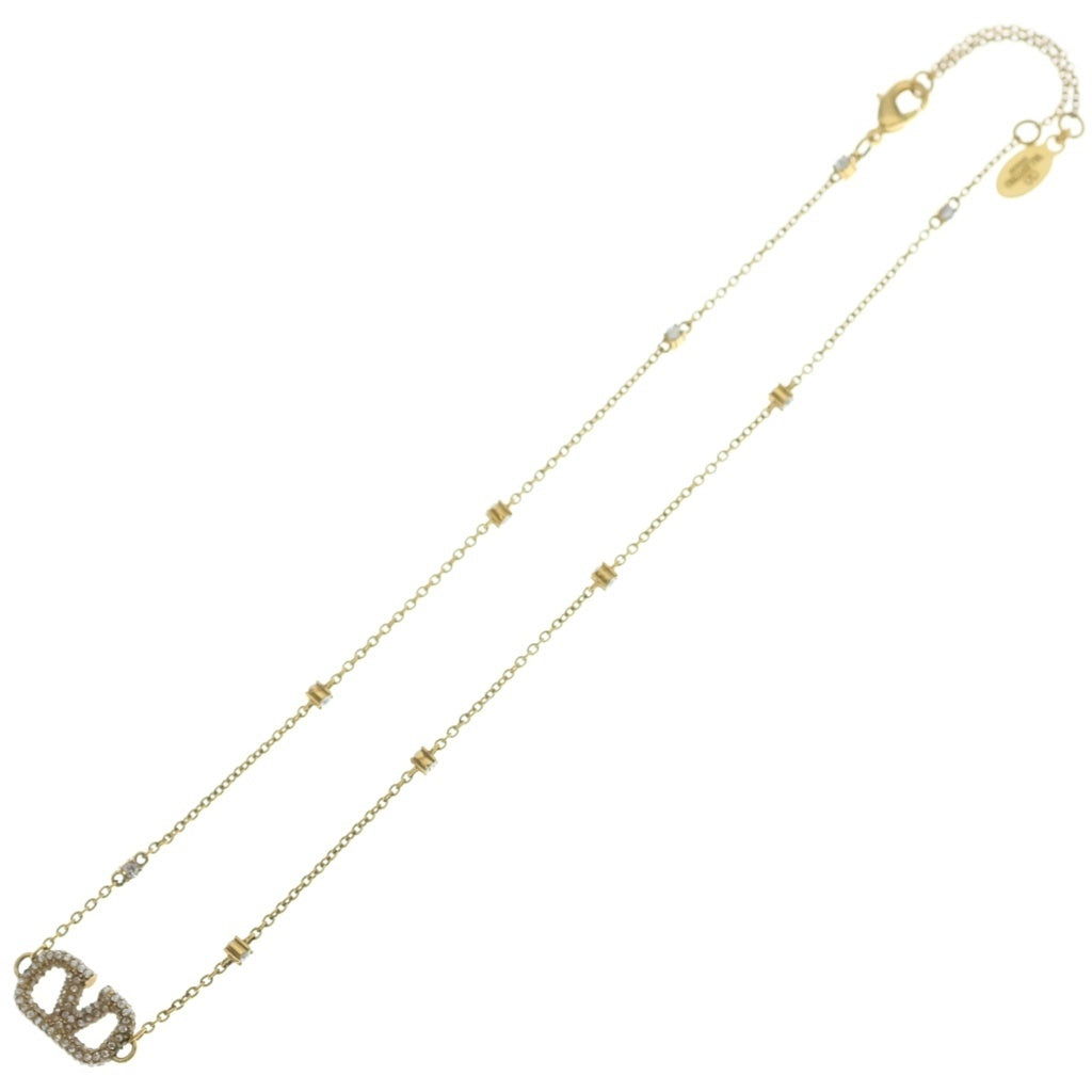 VALENTINO(ヴァレンティノ) ガラバーニ ロゴラインストーンネックレス ペンダント チェーン ゴールド レディース