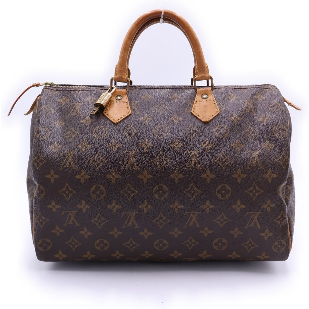 LOUIS VUITTON(ルイヴィトン) モノグラム スピーディ35 ハンドバッグ ボストンバッグ ブラウン レザー×PVC M41524 ゴールド金具 レディース