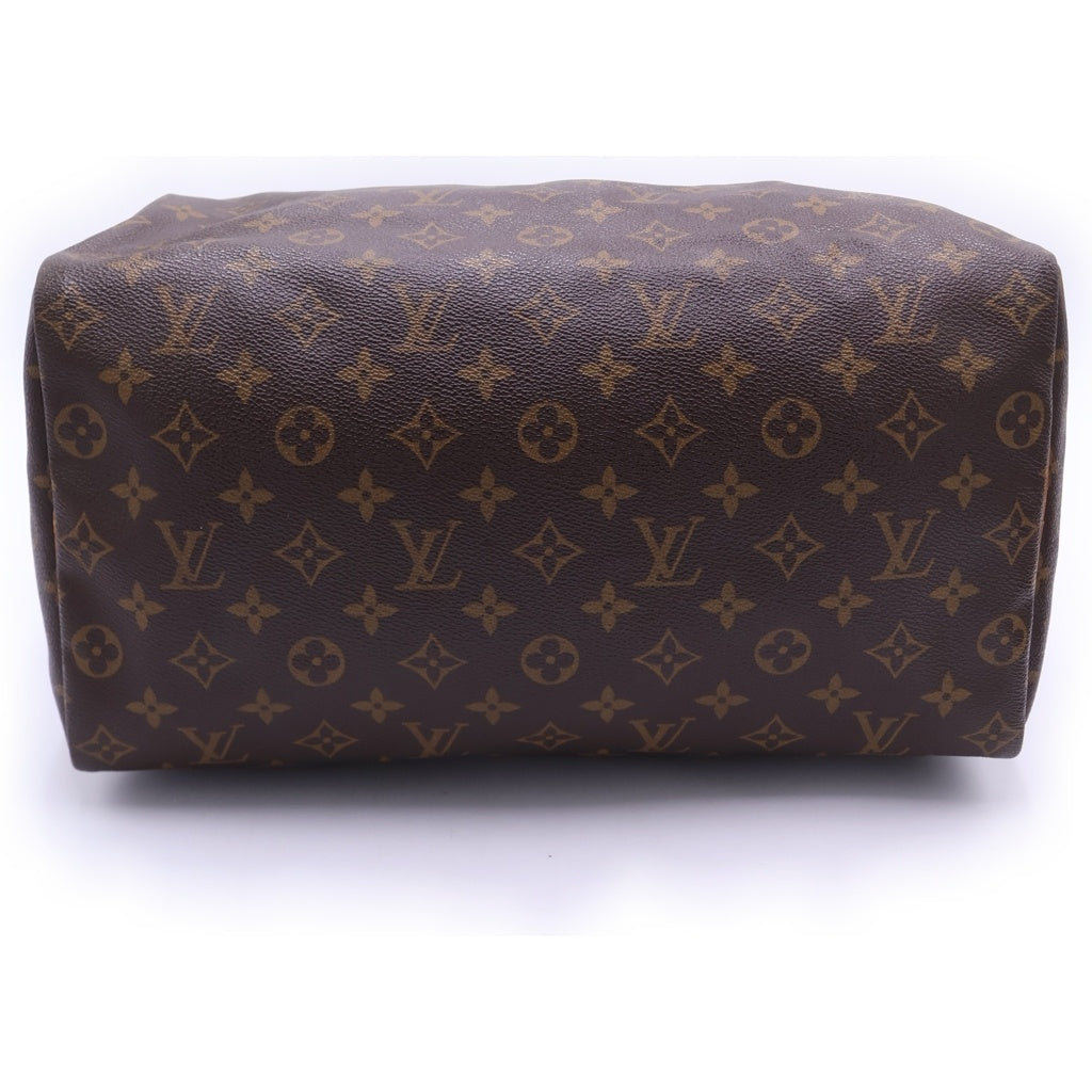 LOUIS VUITTON(ルイヴィトン) モノグラム スピーディ35 ハンドバッグ ボストンバッグ ブラウン レザー×PVC M41524 ゴールド金具 レディース