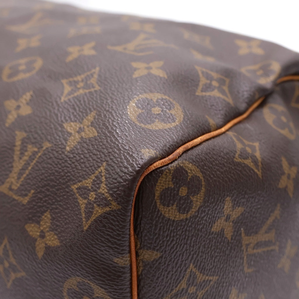 LOUIS VUITTON(ルイヴィトン) モノグラム スピーディ35 ハンドバッグ ボストンバッグ ブラウン レザー×PVC M41524 ゴールド金具 レディース