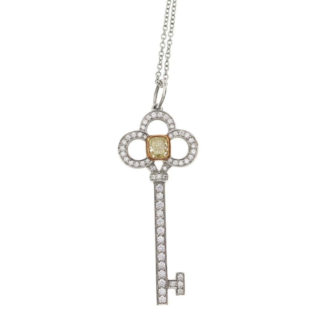 TIFFANY & Co.(ティファニー) クラウンキー ダイヤ ネックレス K18PG/Pt950 プラチナ/ピンクゴールド レディース