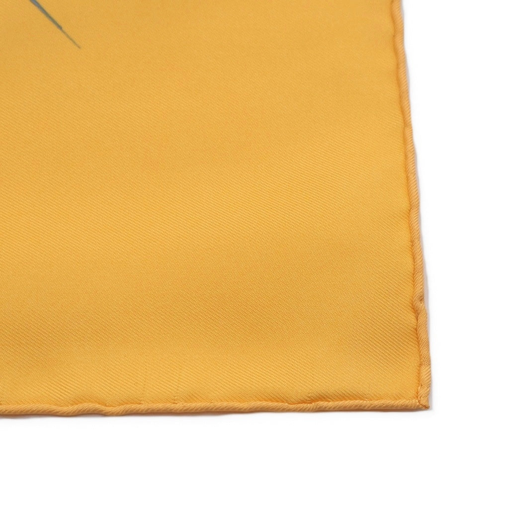 HERMES(エルメス) カレ90 TURBANS DES REINES 王女のターバン シルク スカーフ イエロー レディース