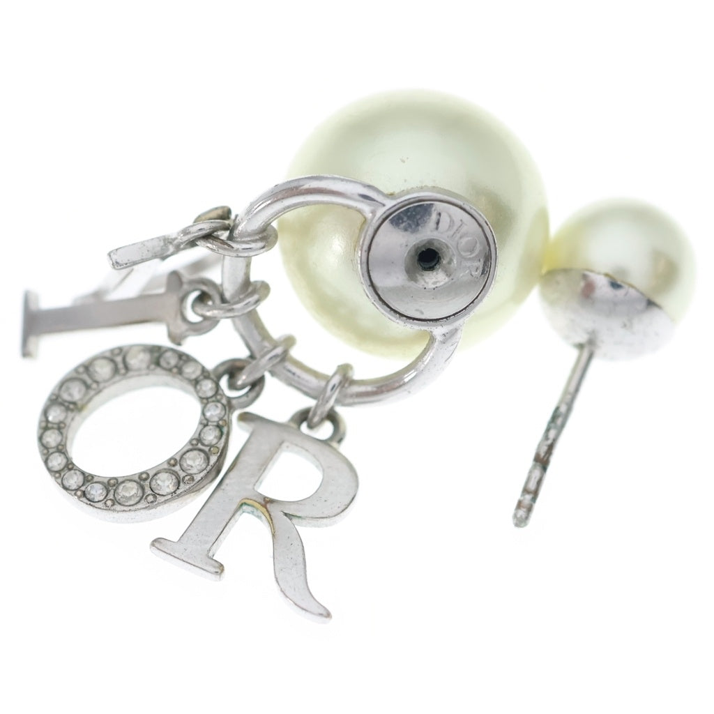 DIOR(ディオール) ロゴラインストーン トライバル パール ピアス ホワイト×シルバー レディース
