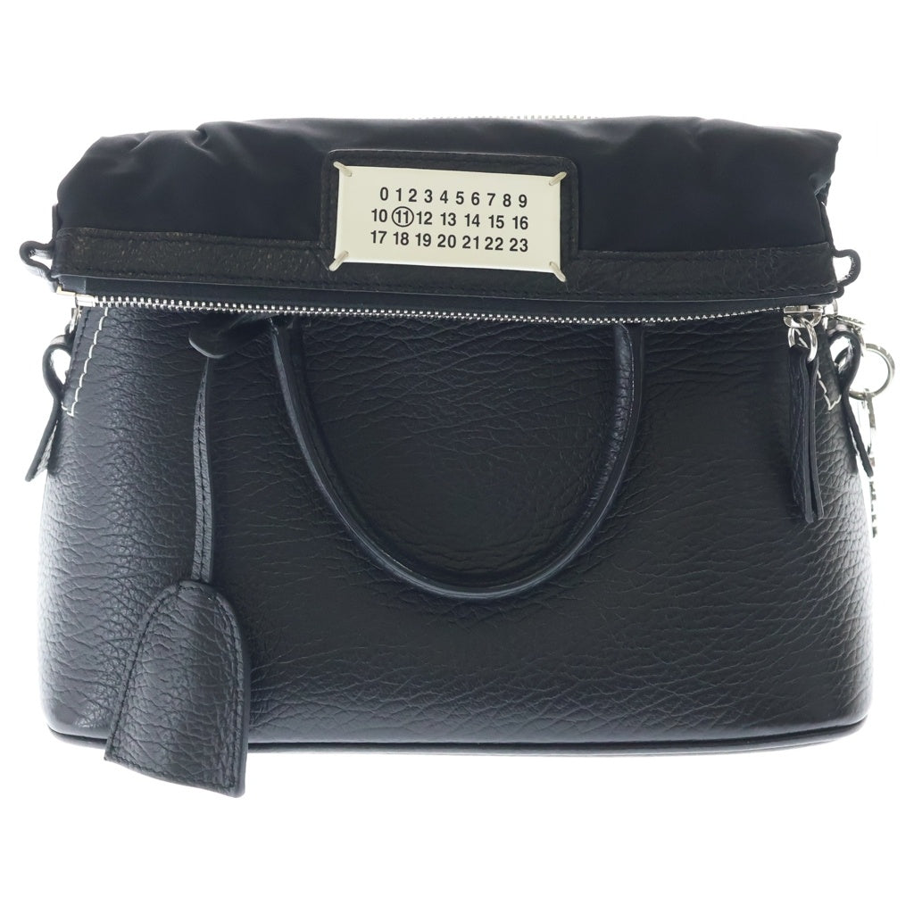 Maison Martin Margiela(メゾンマルタンマルジェラ) 5AC ミニ レザー ナイロン 2WAY ショルダーバッグ ハンドバッグ ブラック レディース