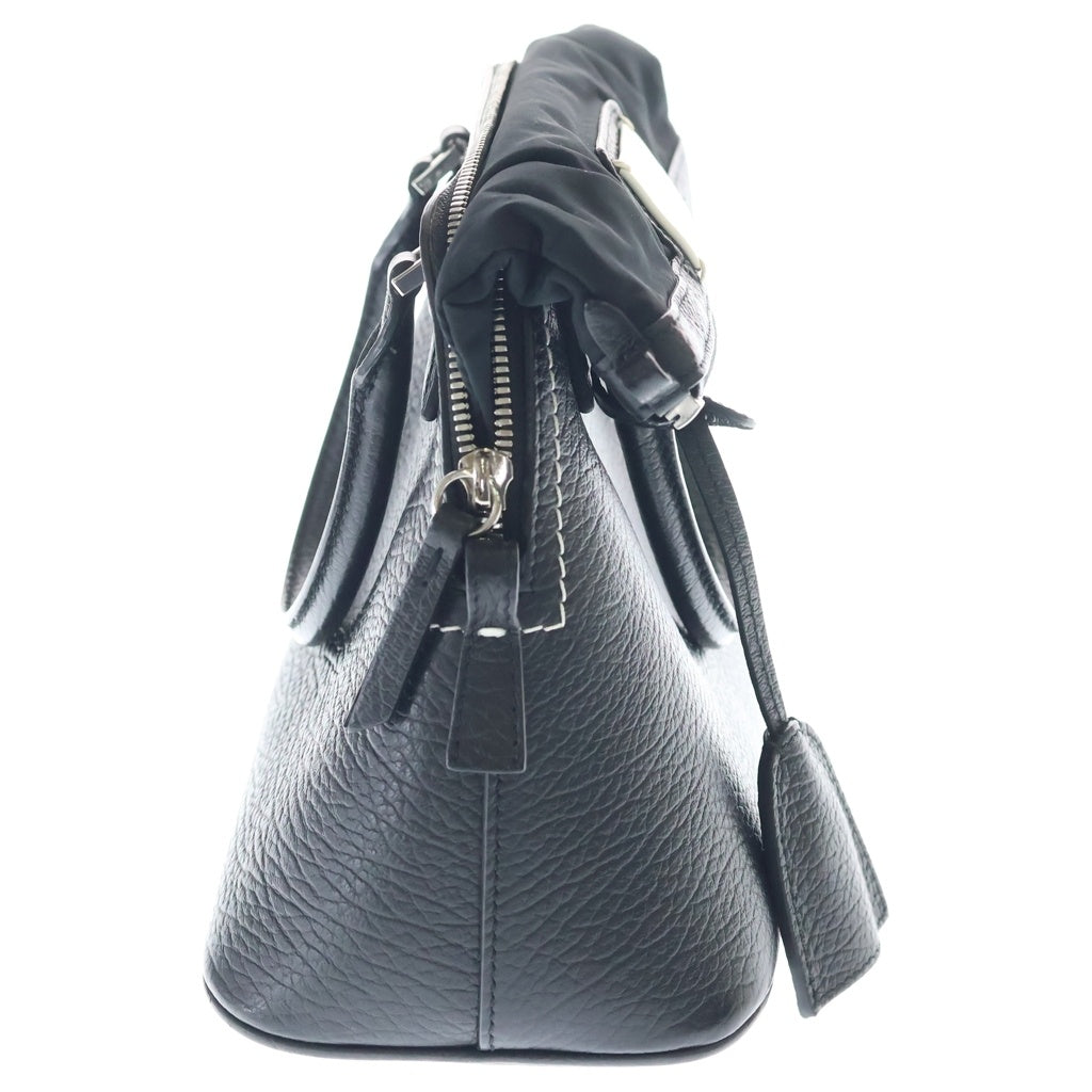 Maison Martin Margiela(メゾンマルタンマルジェラ) 5AC ミニ レザー ナイロン 2WAY ショルダーバッグ ハンドバッグ ブラック レディース