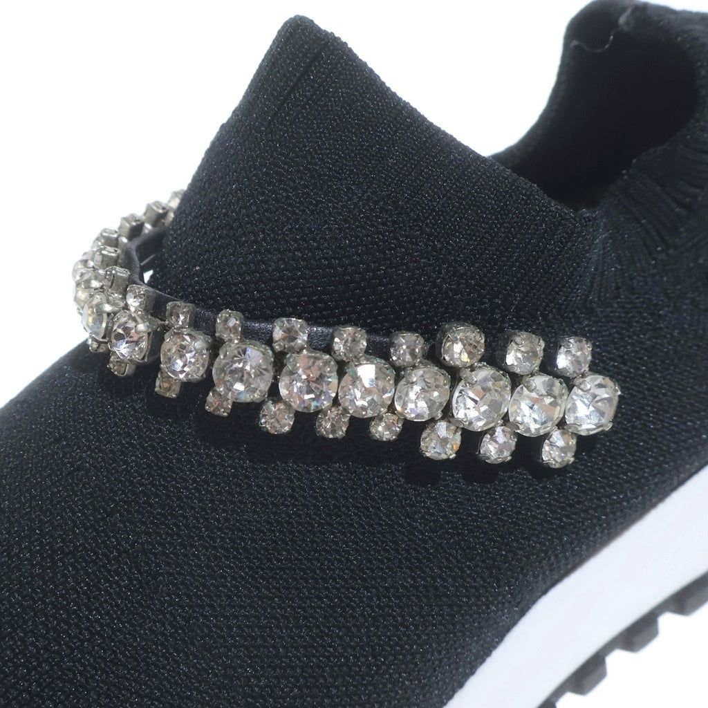 JIMMY CHOO(ジミーチュウ) Verona クリスタルビジューニットスニーカー スリッポン ブラック レディース