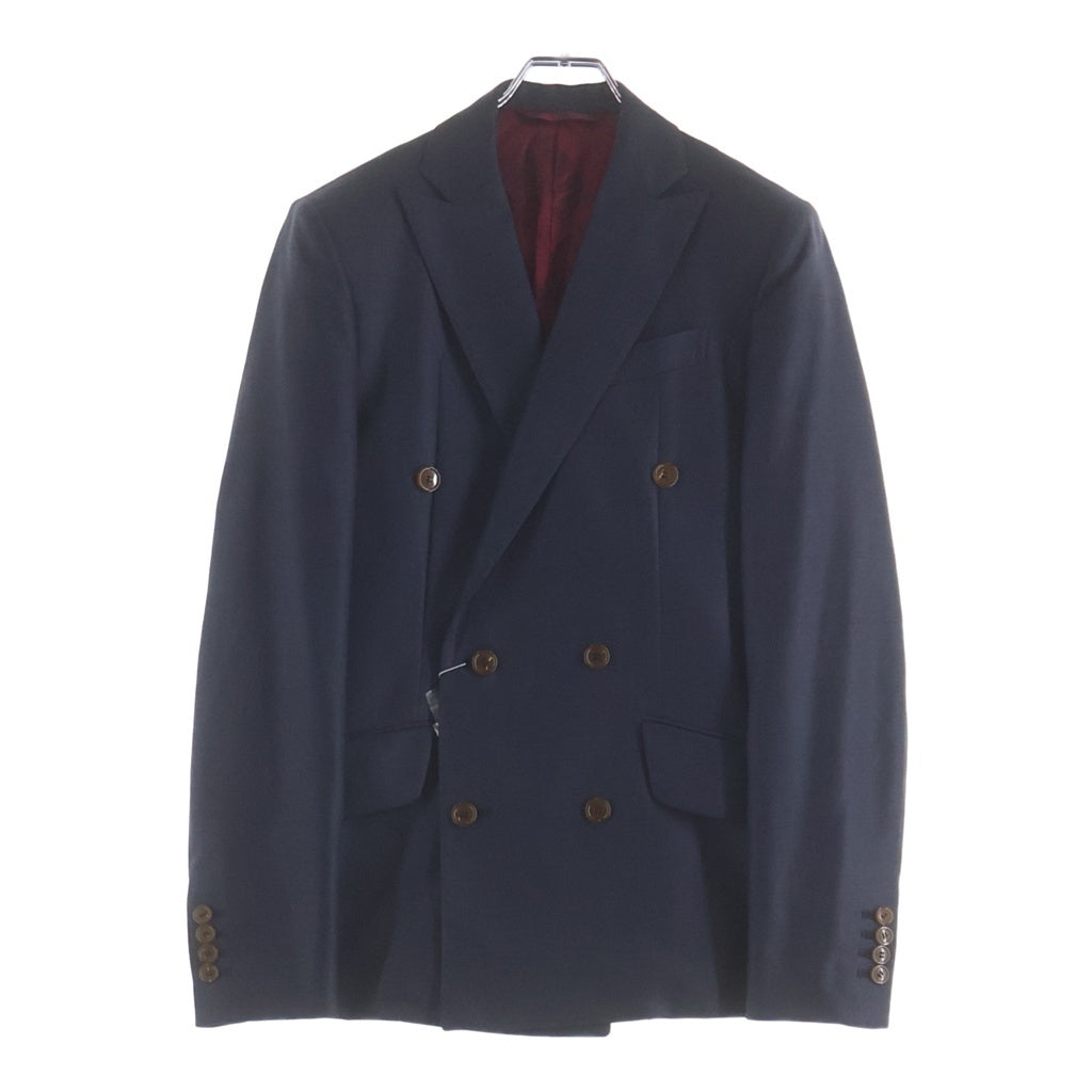 Vivienne Westwood(ヴィヴィアンウエストウッド) チェック総柄 ピークドラペル ダブルブレスト テーラードジャケット ネイビー VW-W1-77228