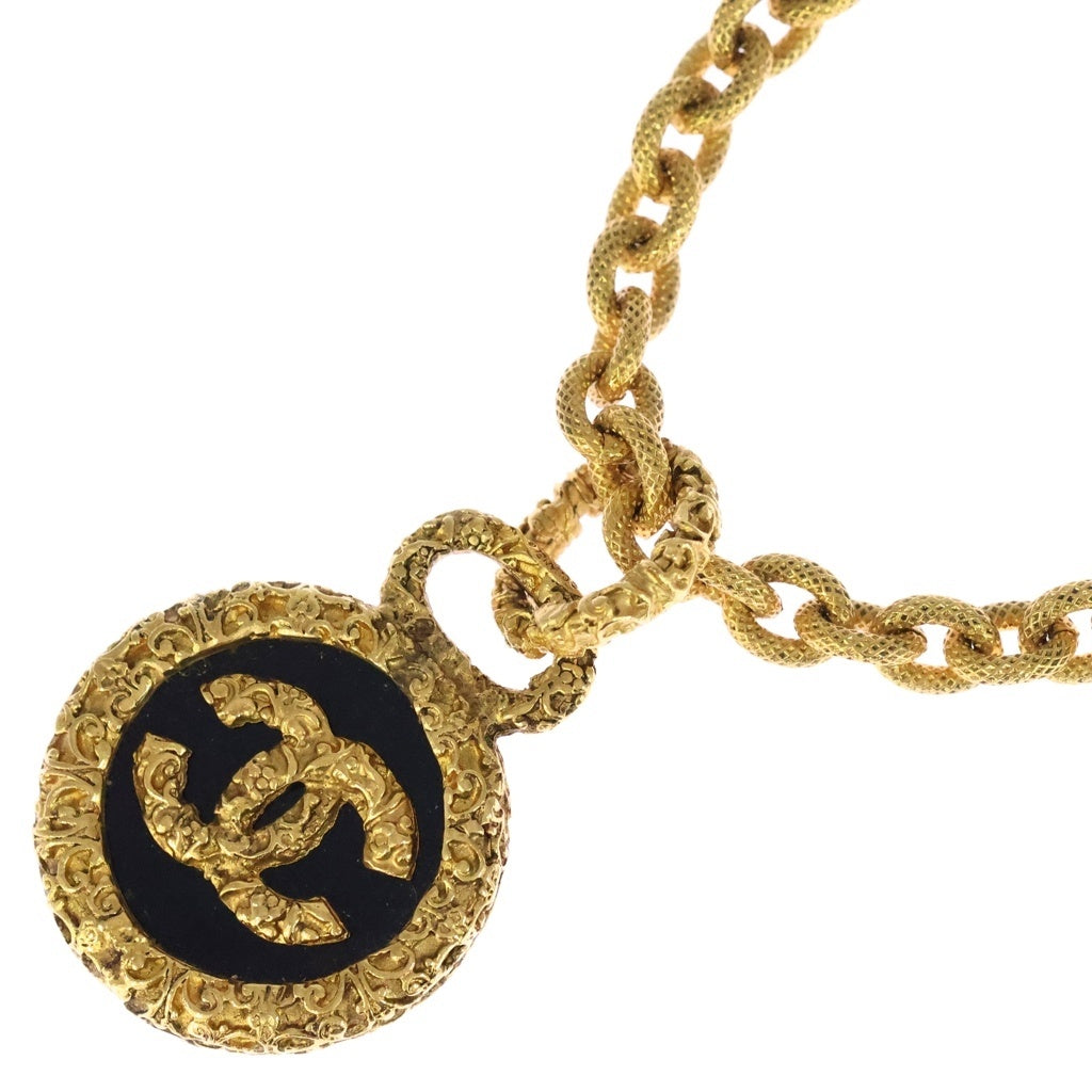 CHANEL(シャネル) ココマーク 溶岩 ロングネックレス ペンダント チェーン ゴールド GP レディース