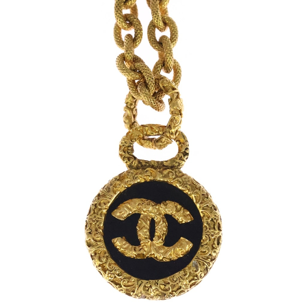 CHANEL(シャネル) ココマーク 溶岩 ロングネックレス ペンダント チェーン ゴールド GP レディース