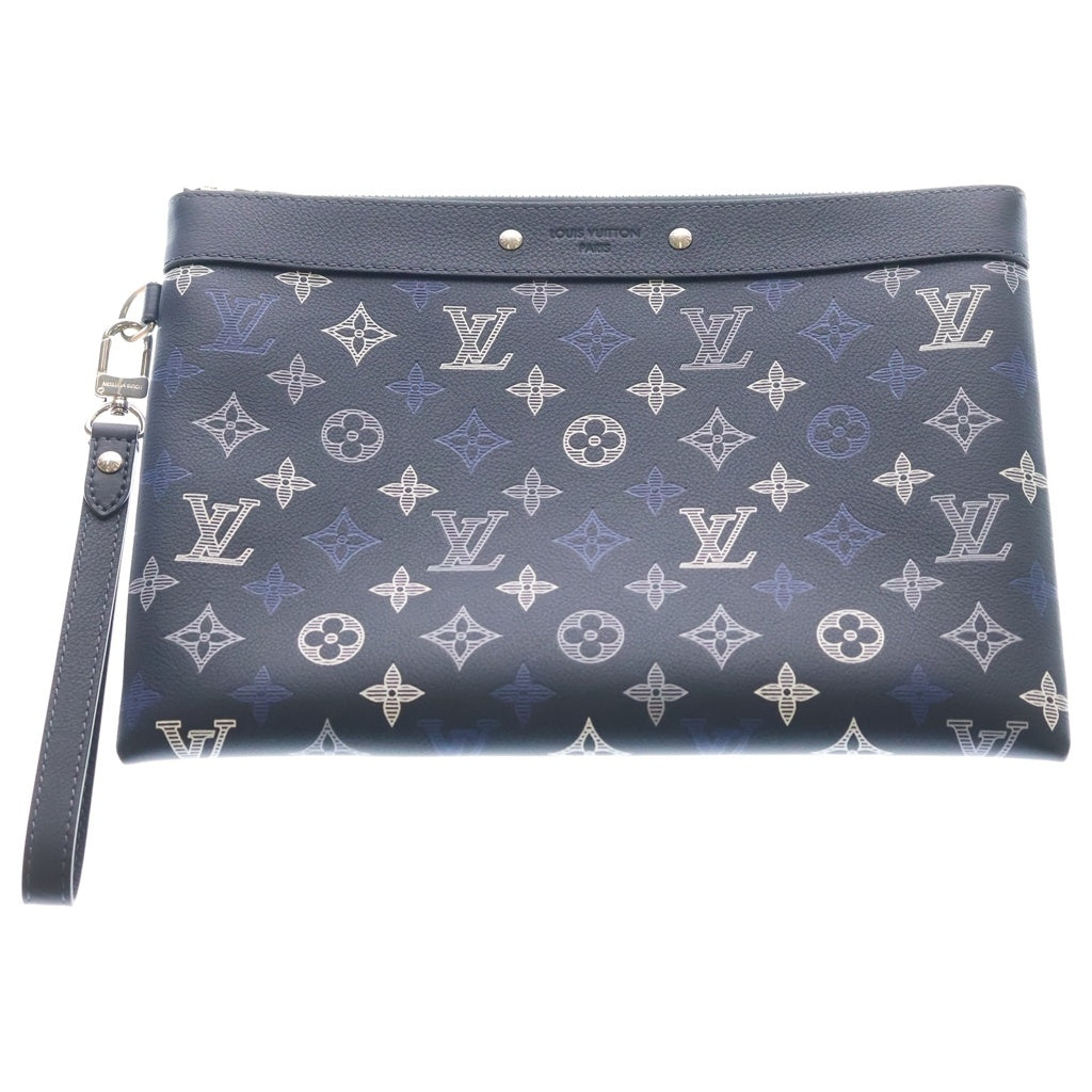 LOUIS VUITTON(ルイヴィトン) モノグラム シャドウ ポシェット・トゥー・ゴー レザー セカンドバッグ クラッチバッグ ICタイプ ネイビー M28913 レディース