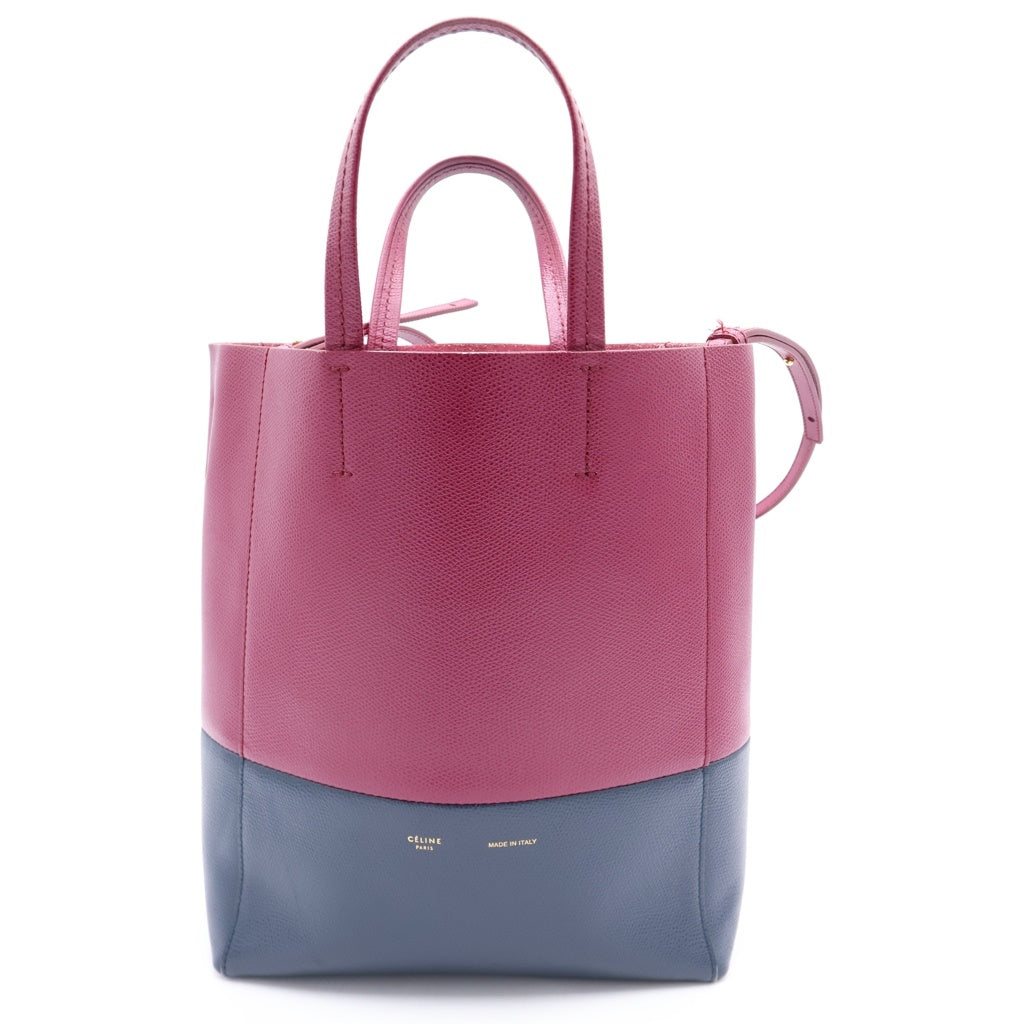 CELINE(セリーヌ) バーティカルカバ スモール ハンド ショルダーバッグ トートバッグ レザー パープル/ネイビー 176163 レディース