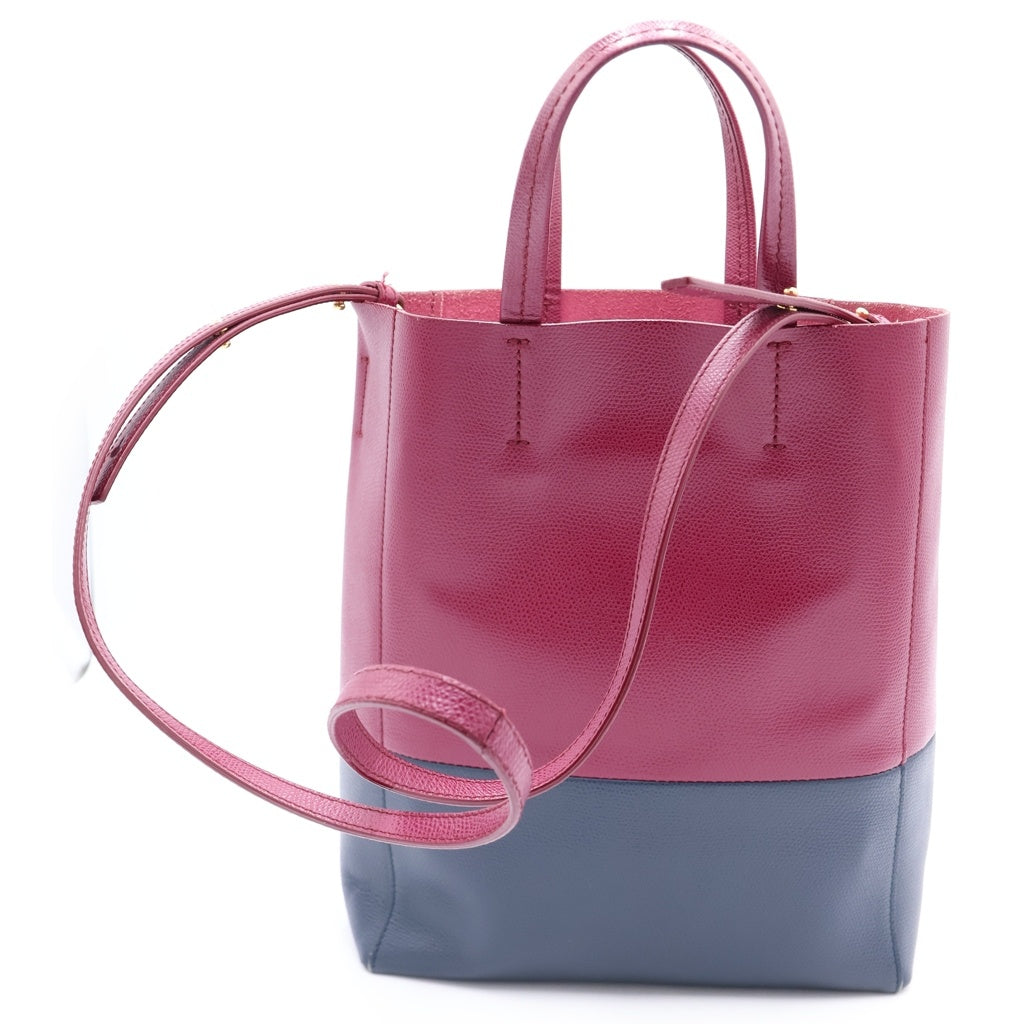 CELINE(セリーヌ) バーティカルカバ スモール ハンド ショルダーバッグ トートバッグ レザー パープル/ネイビー 176163 レディース