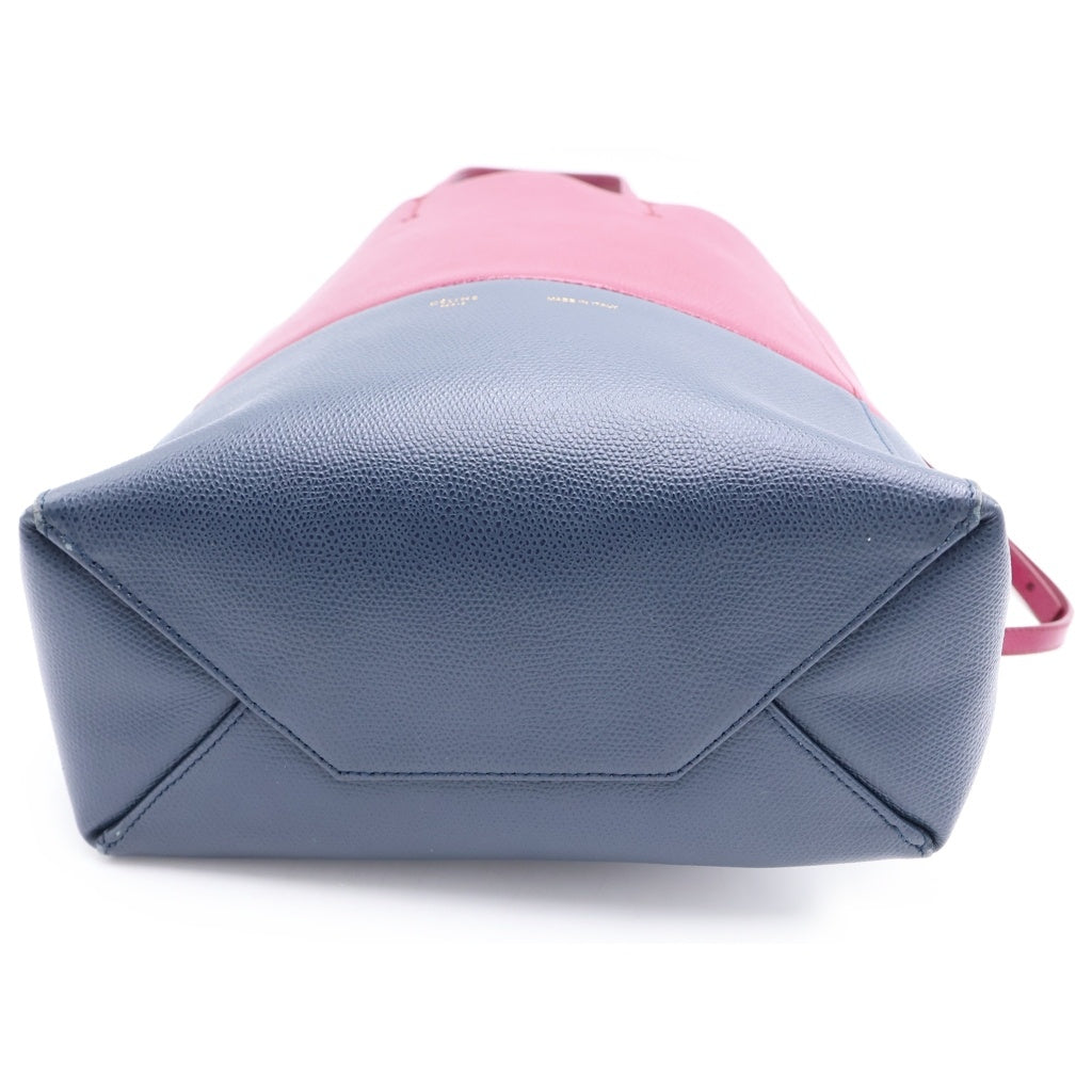 CELINE(セリーヌ) バーティカルカバ スモール ハンド ショルダーバッグ トートバッグ レザー パープル/ネイビー 176163 レディース