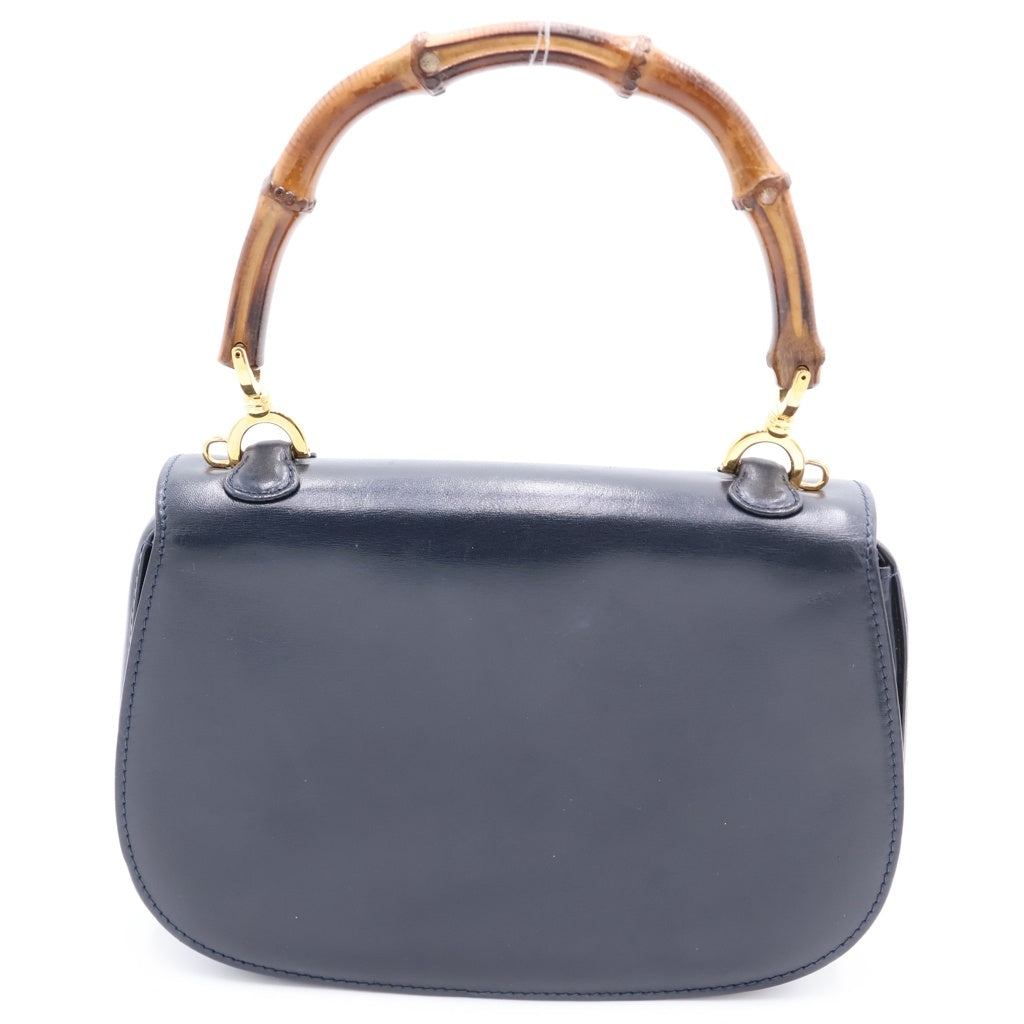 GUCCI(グッチ) バンブー ハンドバック 2wayバック スモール レザー ネイビー レディース