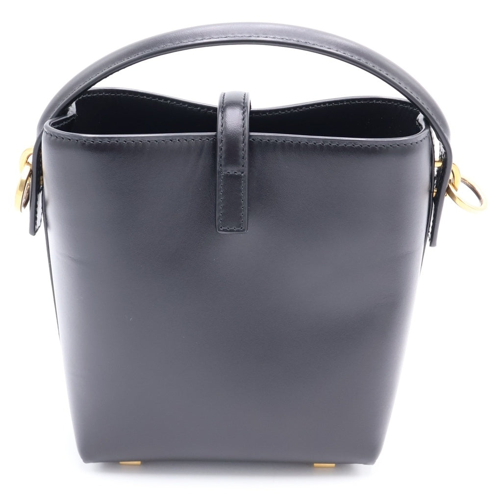 SAINT LAURENT PARIS(サンローランパリ) LE37 ミニバケットバッグ シャイニー レザー ゴールド金具 2WAY ハンドバッグ ショルダーバッグ ブラック 765870 レディース