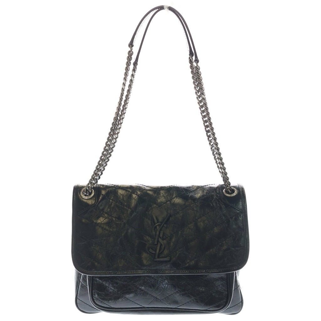 SAINT LAURENT PARIS(サンローランパリ) ニキ ミディアム ヴィンテージ レザー シルバー金具 チェーンショルダーバッグ ブラック 633184 レディース