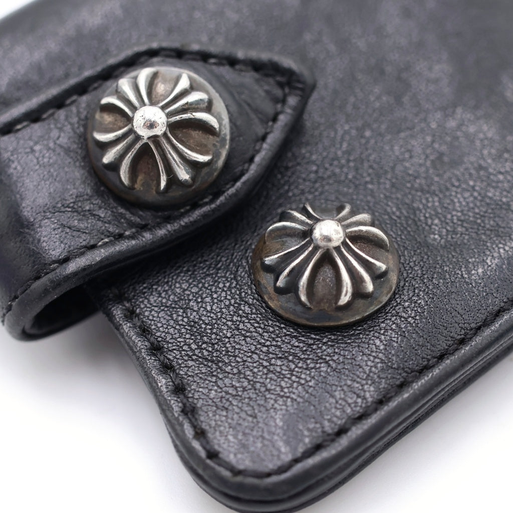 CHROME HEARTS(クロムハーツ) KEY CASE キーケース クロスボールボタン デストロイレザーキーケース ブラック