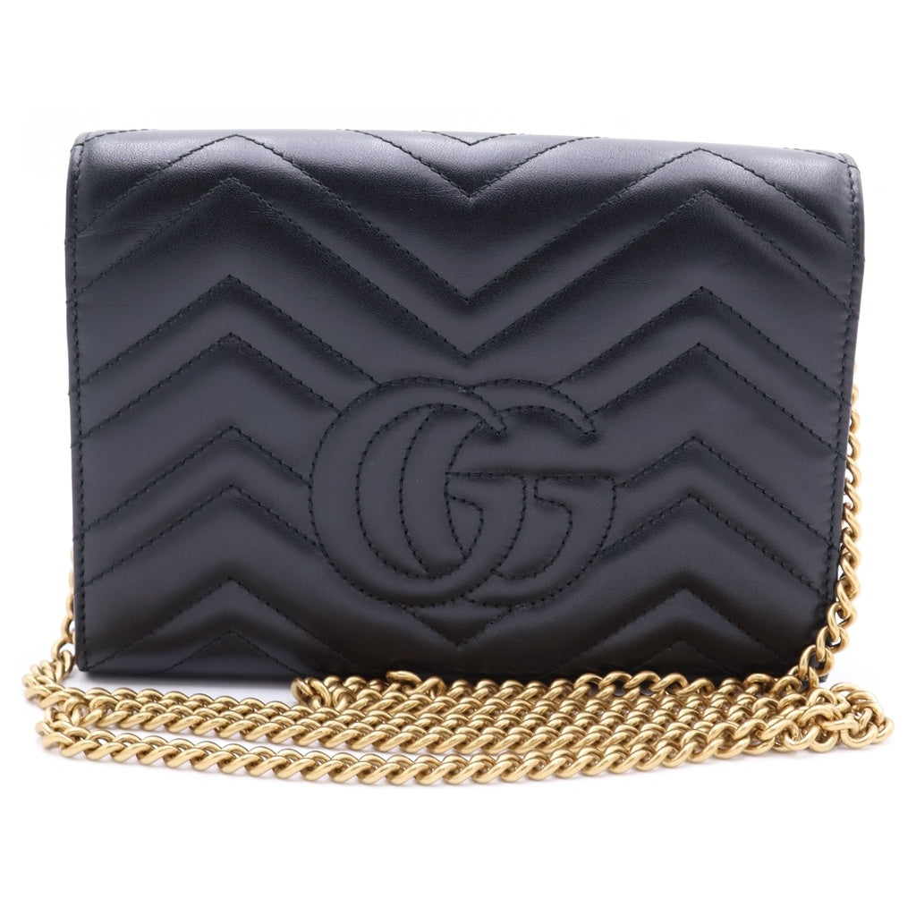 GUCCI(グッチ) GG Marmont Quilting Chain Wallet GGマーモント キルティング チェーンウォレット ショルダーバッグ ブラック 474575 レディース