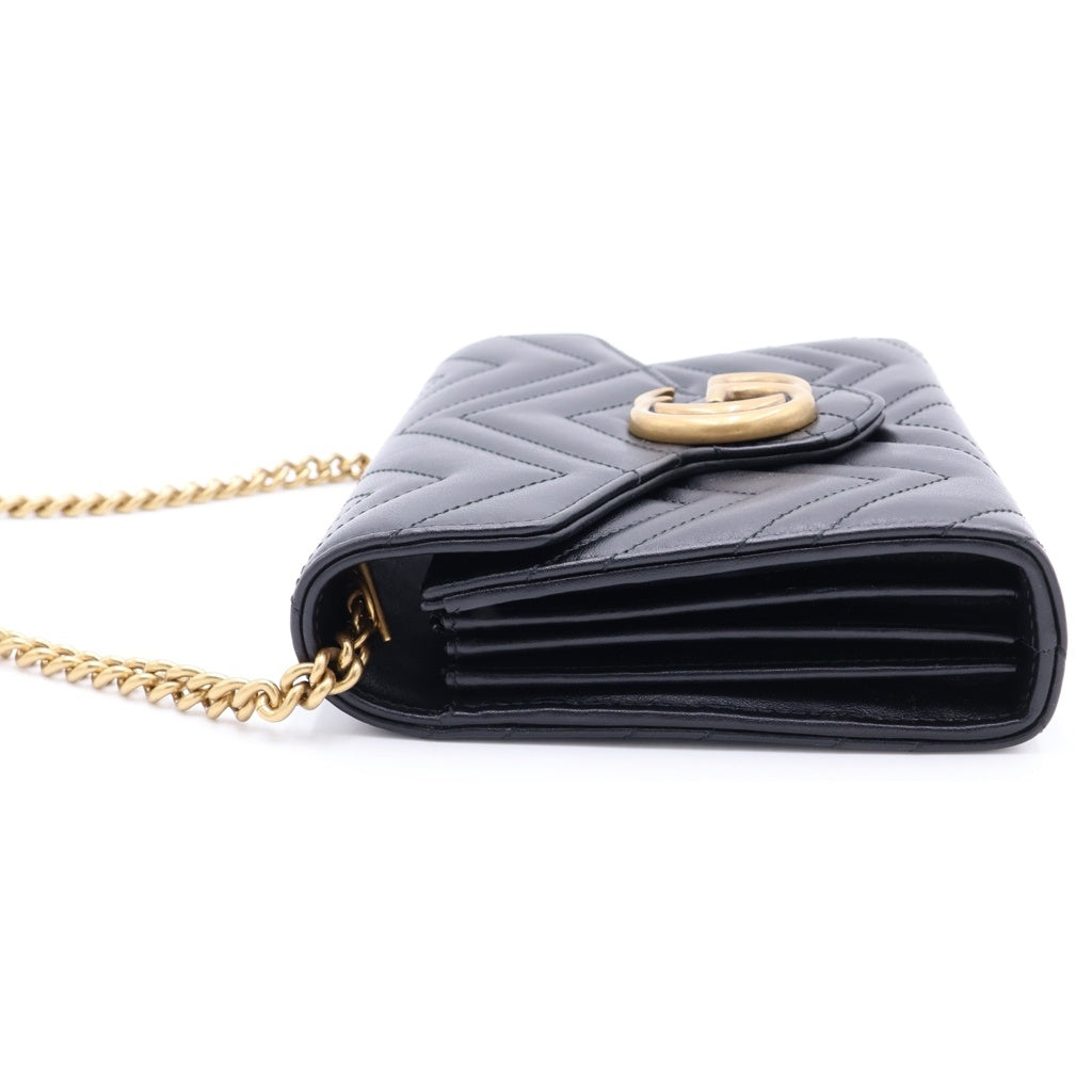 GUCCI(グッチ) GG Marmont Quilting Chain Wallet GGマーモント キルティング チェーンウォレット ショルダーバッグ ブラック 474575 レディース