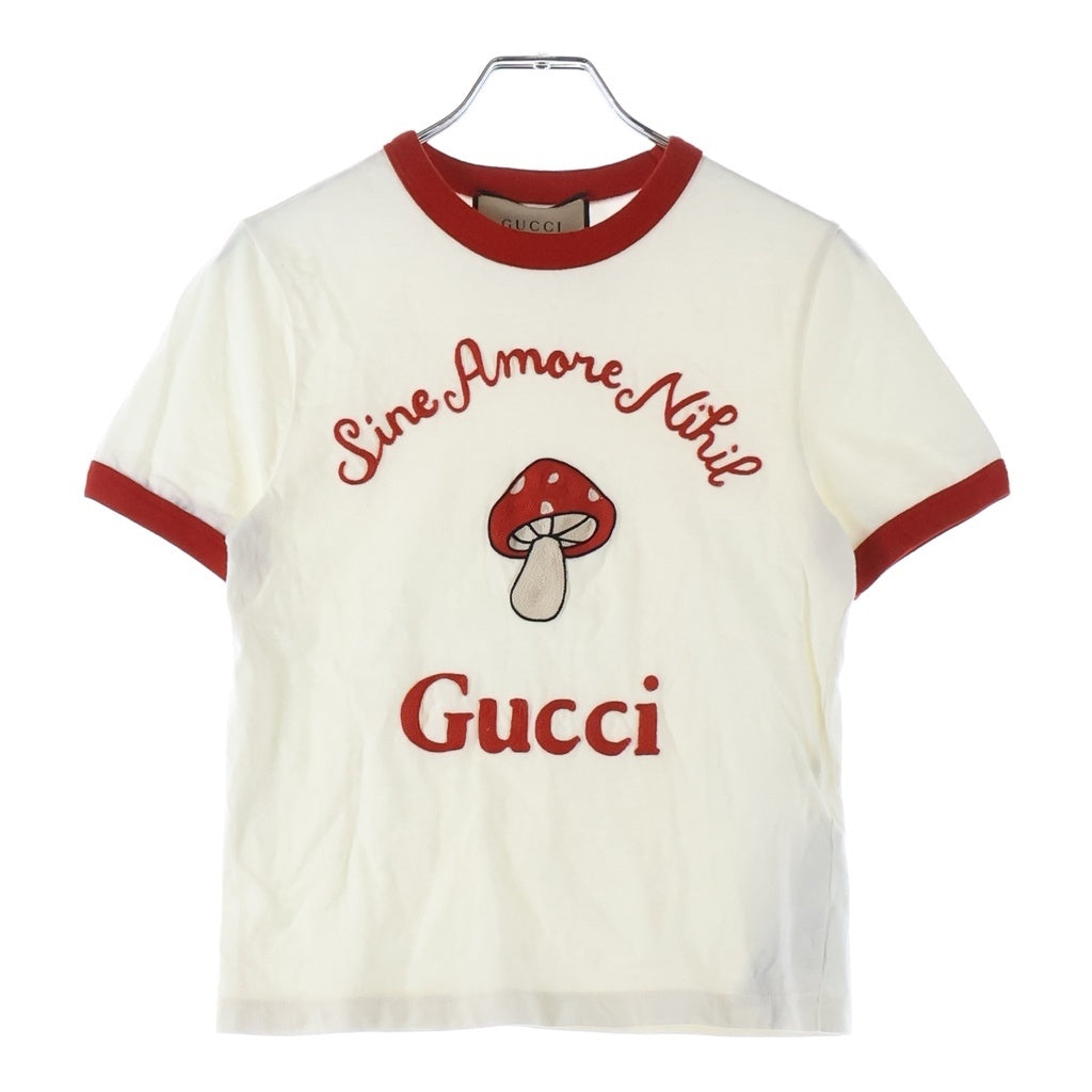 GUCCI(グッチ) マッシュルーム ロゴプリント Tシャツ ホワイト #XS レディース