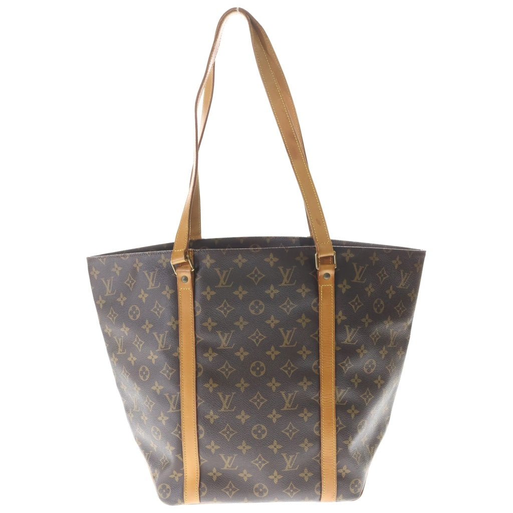 LOUIS VUITTON(ルイヴィトン) モノグラム サックショッピング トートバッグ ハンドバッグ ブラウン レザー×PVC M51108 ゴールド金具 レディース