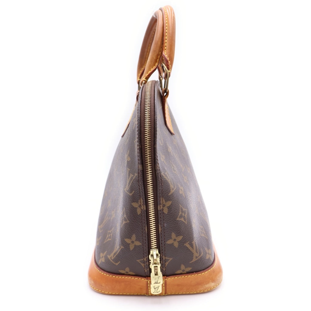 LOUIS VUITTON(ルイヴィトン) モノグラム アルマPM ハンドバッグ ブラウン レザー×PVC M53151 ゴールド金具 レディース