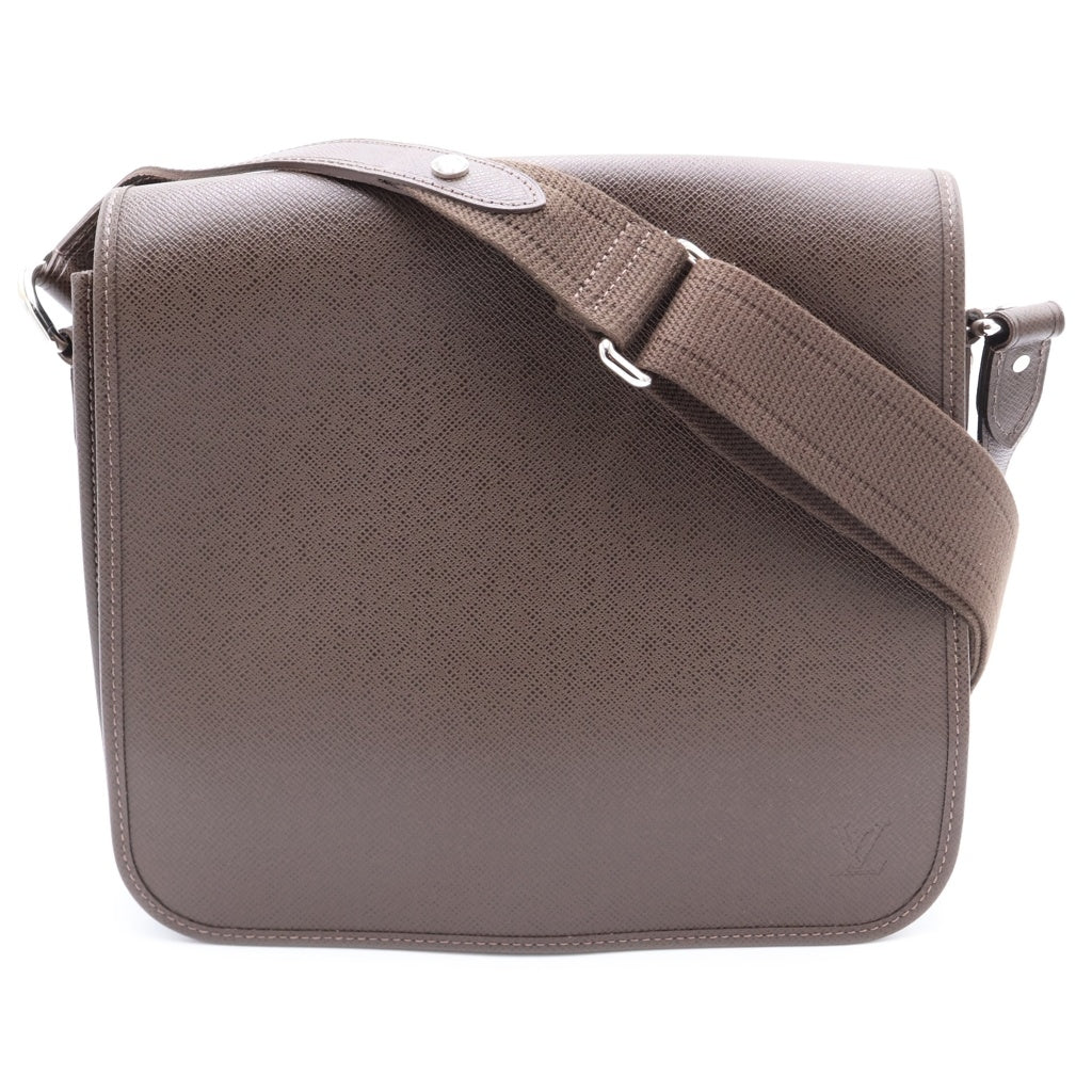 LOUIS VUITTON(ルイヴィトン) タイガ ヴィクトール ショルダーバッグ ブラウン レザー M32488 シルバー金具 レディース