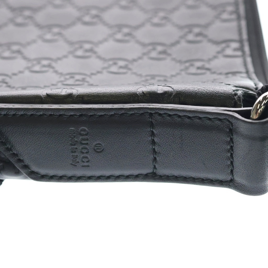 GUCCI(グッチ) GGロゴ レザーショルダーバッグ ブラック 374411
