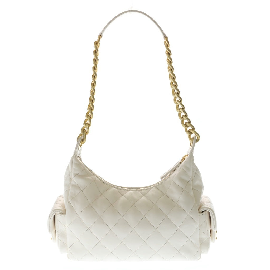 CHANEL(シャネル) マトラッセ ラージ ホーボー チェーンショルダーバッグ ラムスキン ゴールド金具 ホワイト AS5339 レディース