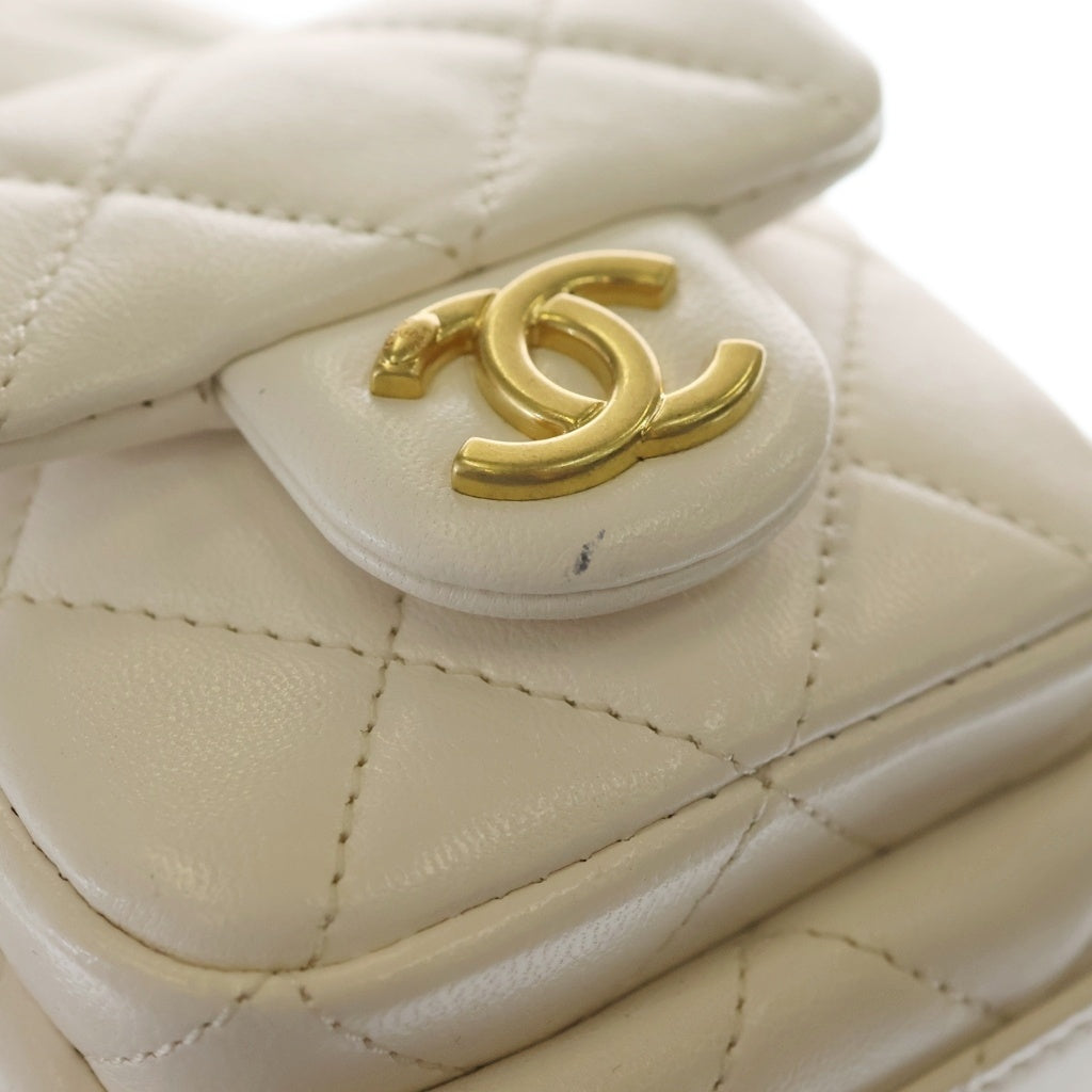 CHANEL(シャネル) マトラッセ ラージ ホーボー チェーンショルダーバッグ ラムスキン ゴールド金具 ホワイト AS5339 レディース