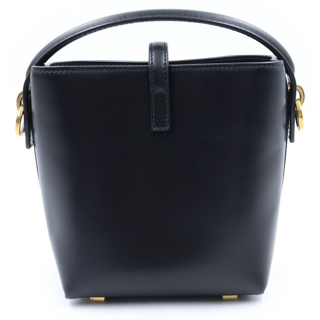 SAINT LAURENT PARIS(サンローランパリ) LE37 ミニ バケットバッグ カサンドラロゴ レザー 2WAY ハンド ショルダーバッグ ゴールド金具 ブラック 765870 レディース
