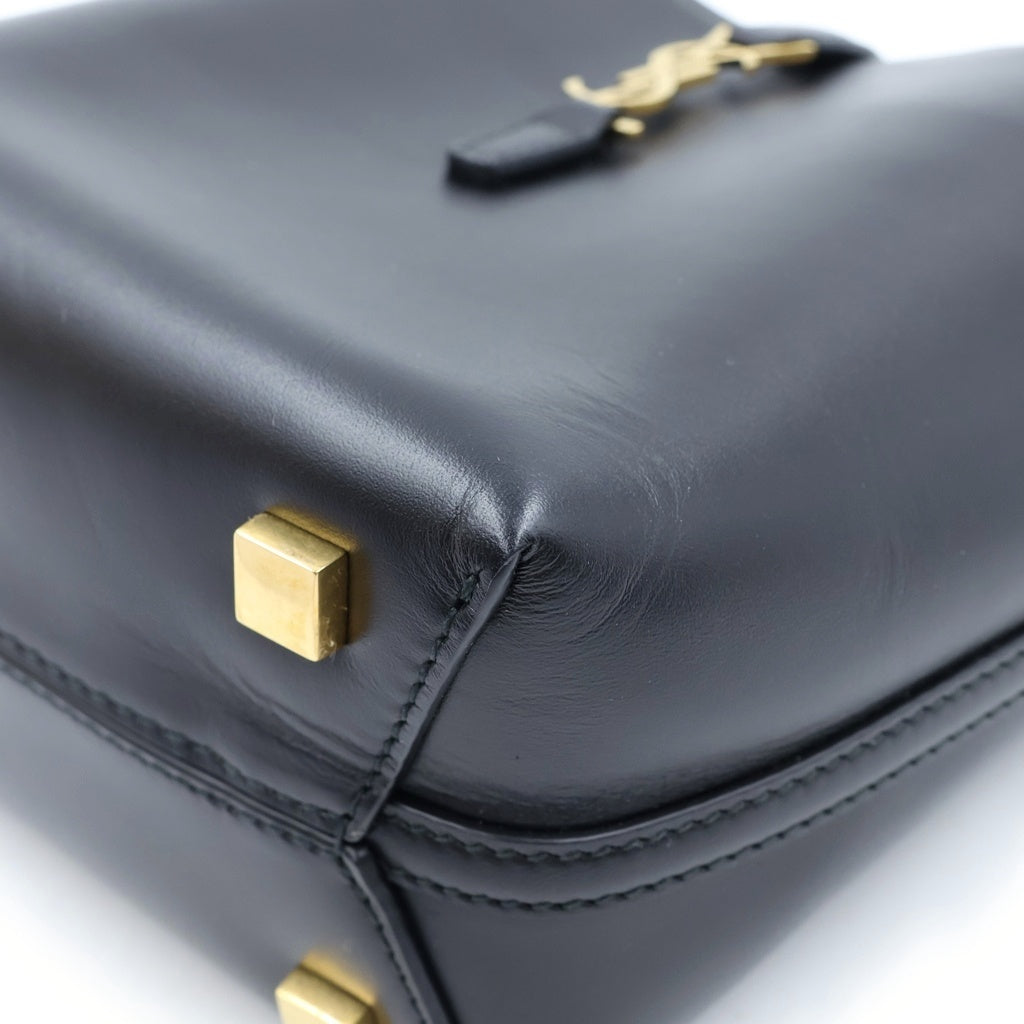 SAINT LAURENT PARIS(サンローランパリ) LE37 ミニ バケットバッグ カサンドラロゴ レザー 2WAY ハンド ショルダーバッグ ゴールド金具 ブラック 765870 レディース