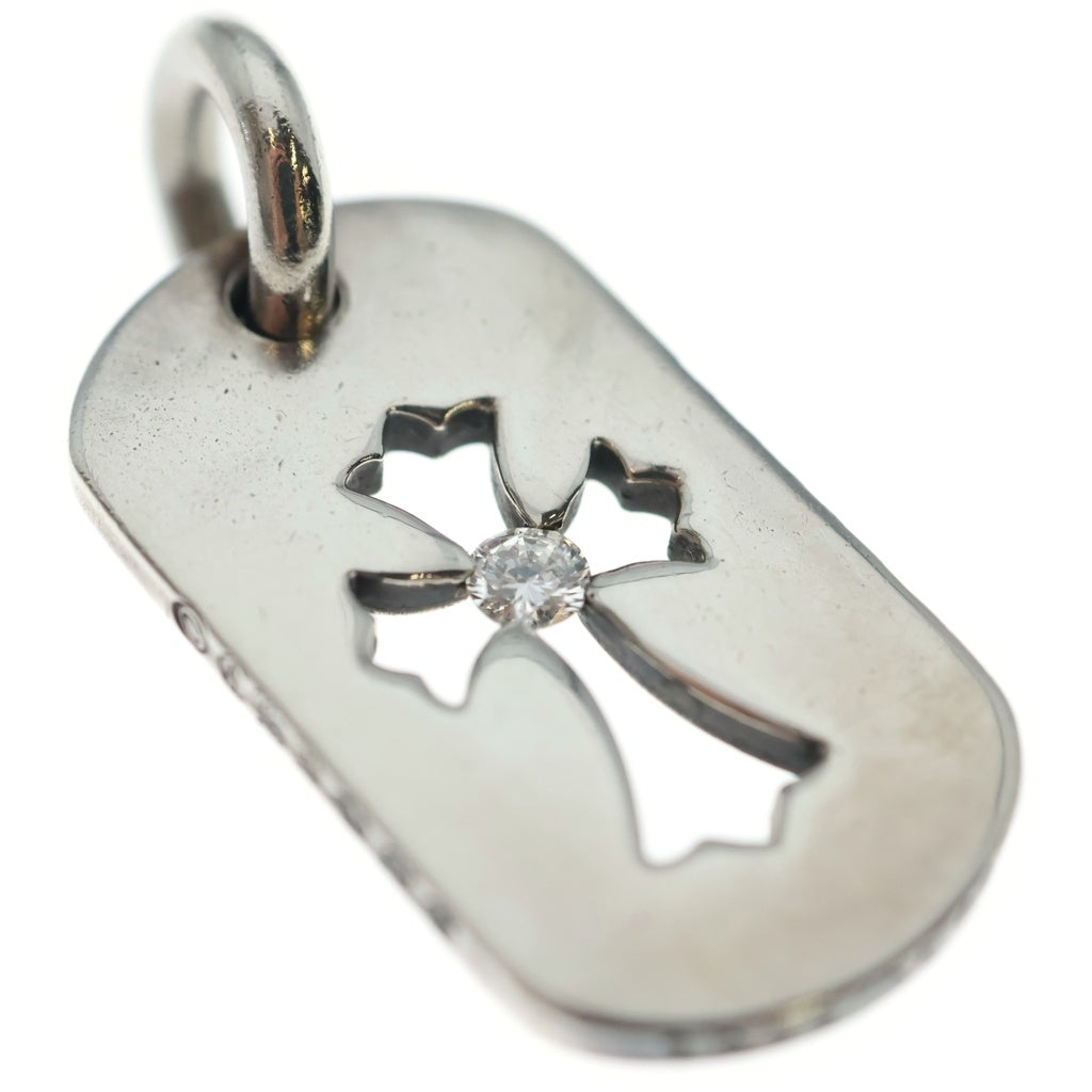CHROME HEARTS(クロムハーツ) ■DT TNY CO CRS 1DIA タイニーカットアウトクロスドッグタグ アフター1ダイヤ チャーム ネックレストップ シルバー BCA410
