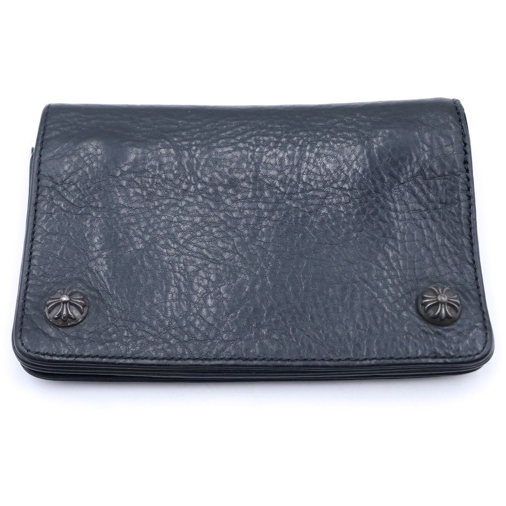 CHROME HEARTS(クロムハーツ) 2ZIP 2ジップ クロスボールボタンレザーウォレット 財布 ブラック BCA363