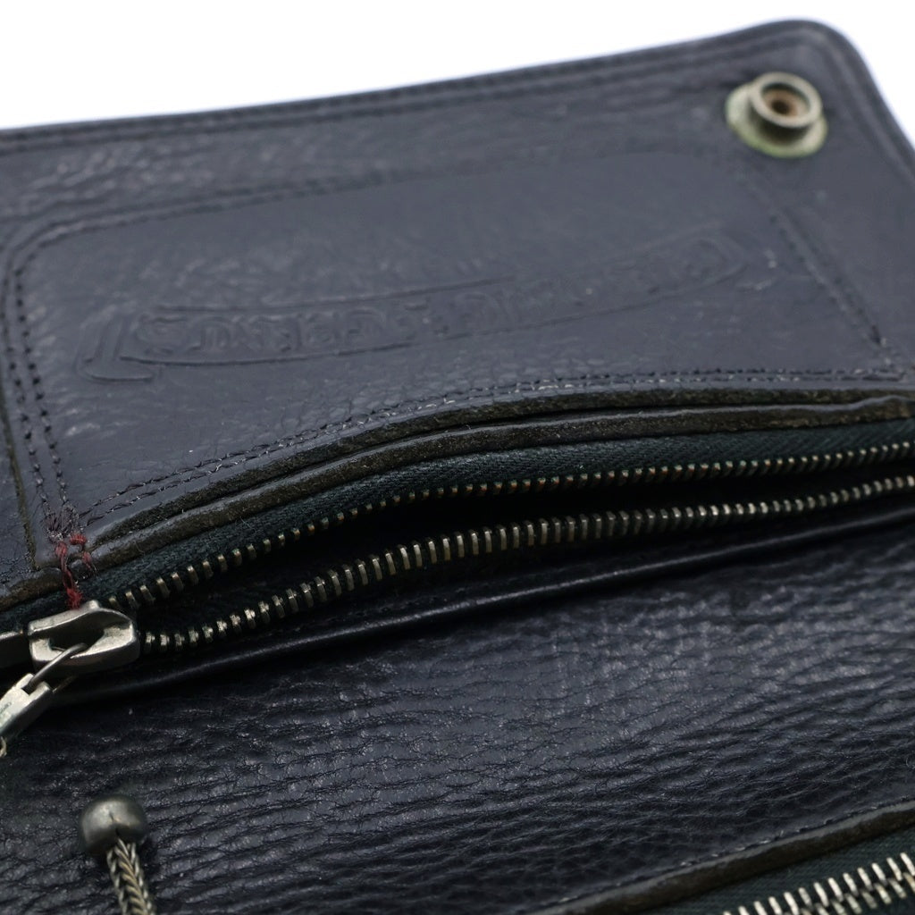 CHROME HEARTS(クロムハーツ) 2ZIP 2ジップ クロスボールボタンレザーウォレット 財布 ブラック BCA363