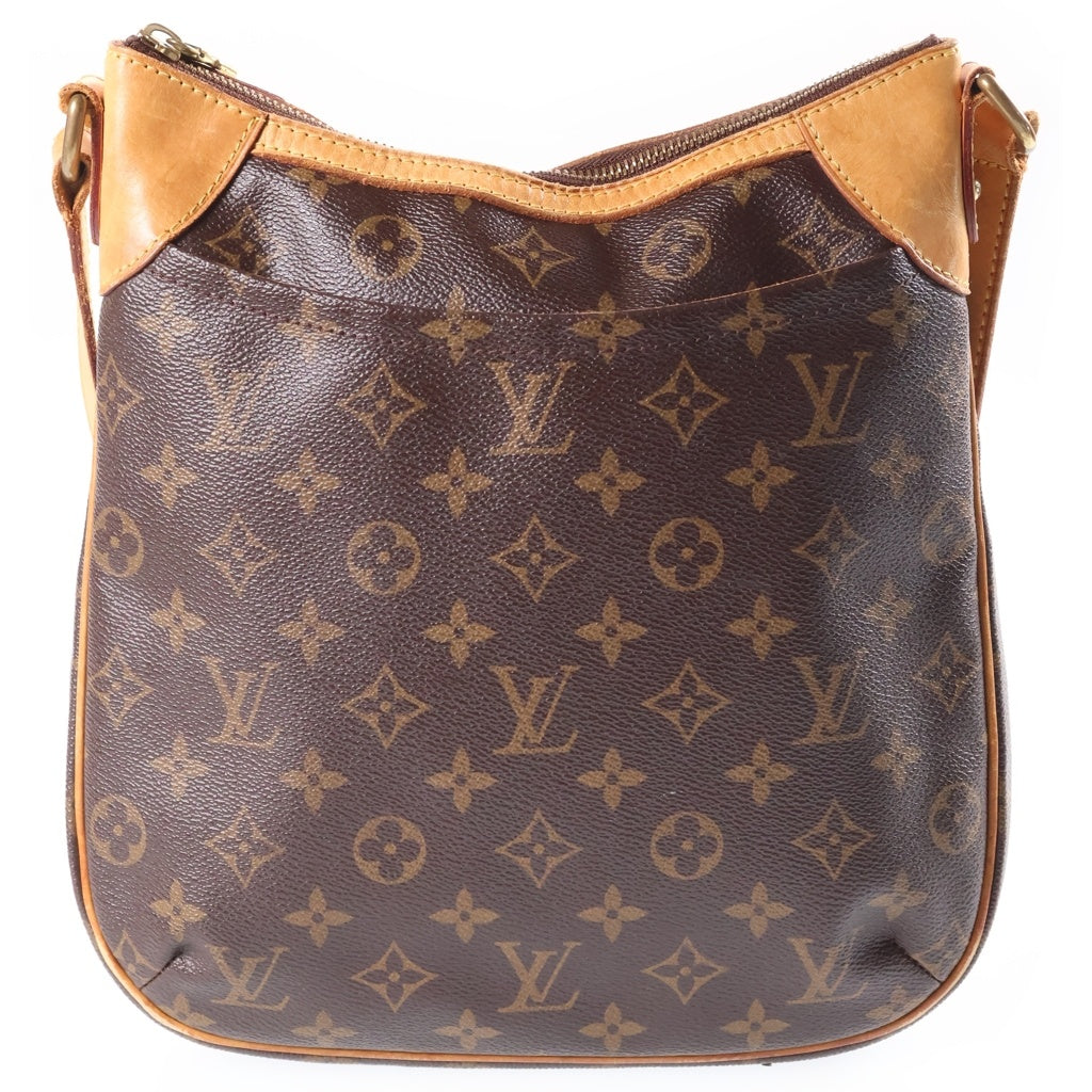 LOUIS VUITTON(ルイヴィトン) モノグラム オデオンPM ショルダーバッグ ブラウン レザー×PVC M56390 ゴールド金具 レディース