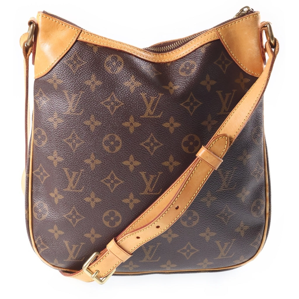 LOUIS VUITTON(ルイヴィトン) モノグラム オデオンPM ショルダーバッグ ブラウン レザー×PVC M56390 ゴールド金具 レディース