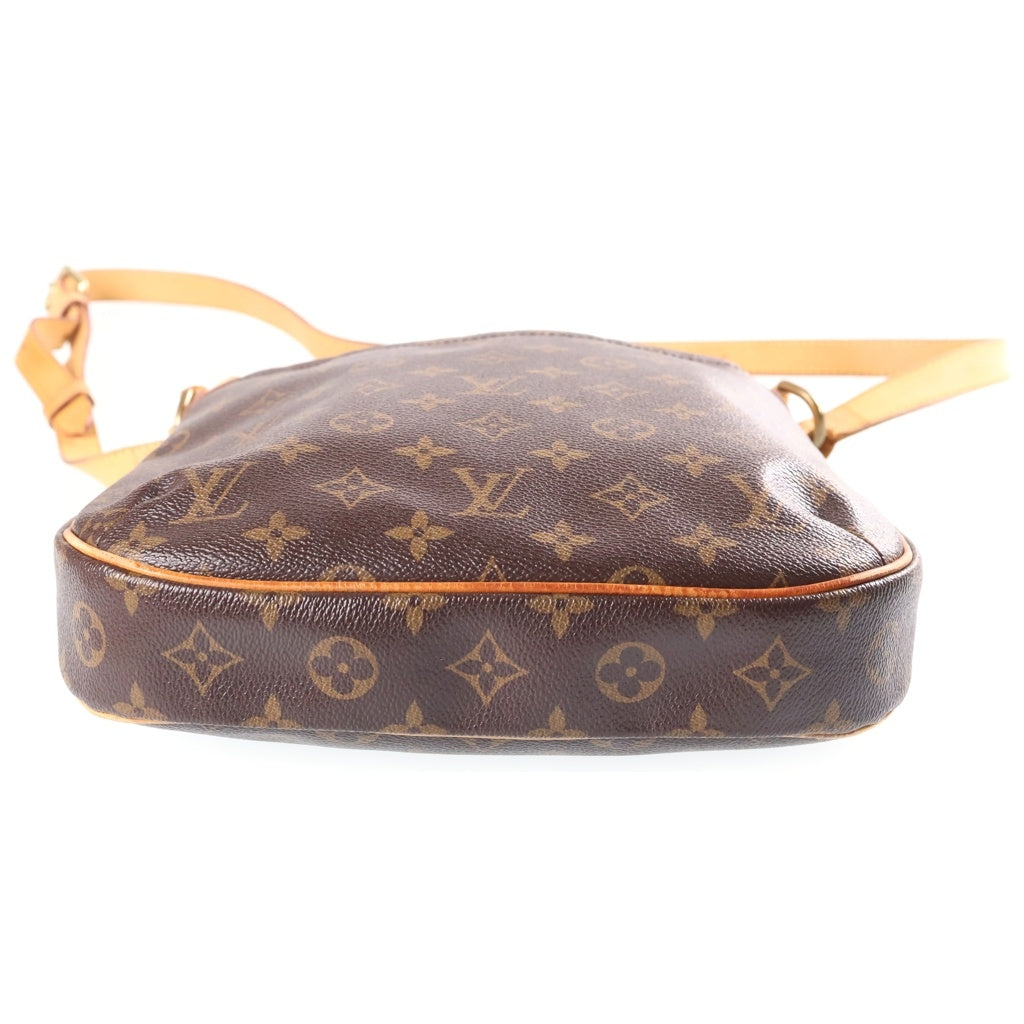 LOUIS VUITTON(ルイヴィトン) モノグラム オデオンPM ショルダーバッグ ブラウン レザー×PVC M56390 ゴールド金具 レディース