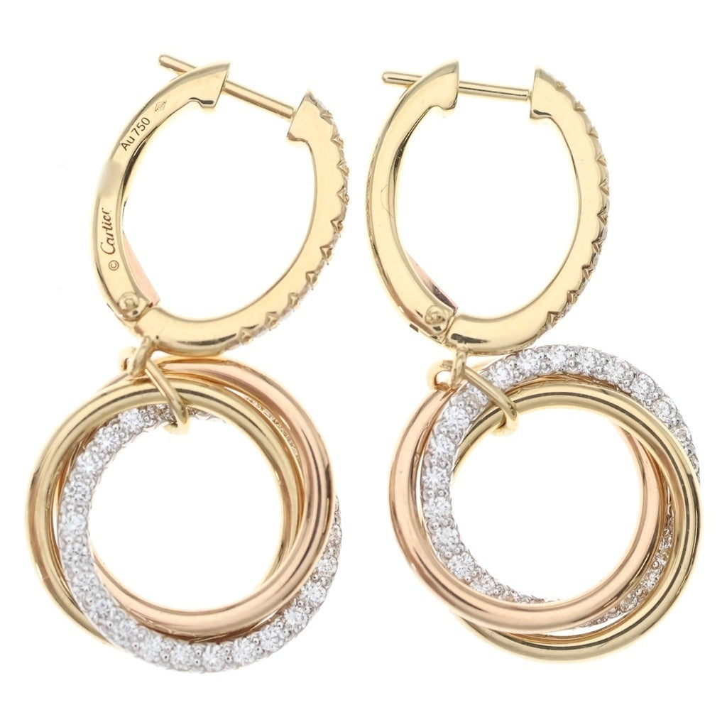 Cartier(カルティエ) トリニティ ピアス セミパヴェダイヤ YG×PG×WG 750 レディース