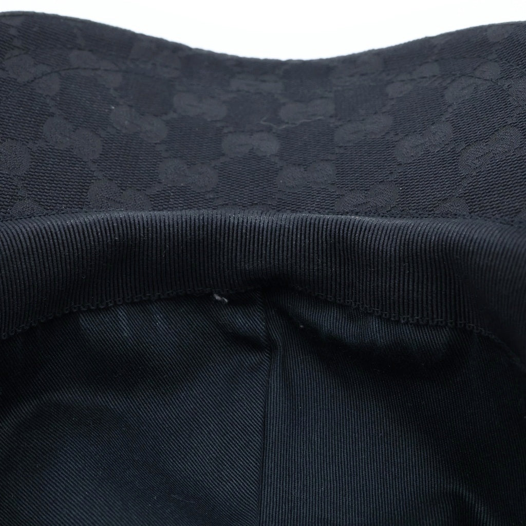 GUCCI(グッチ) ウェブ ストライプ シェリーライン GGキャンバス ベースボールキャップ 帽子 #L ブラック