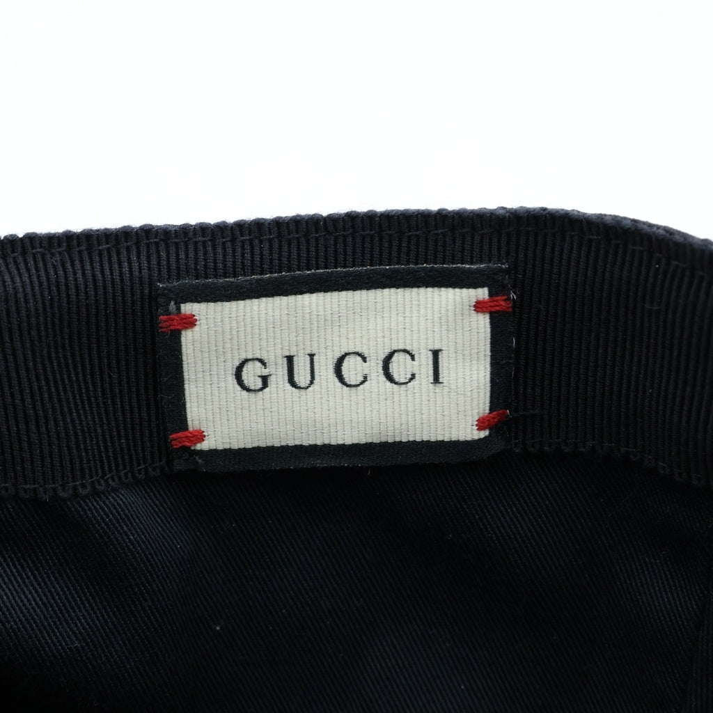 GUCCI(グッチ) ウェブ ストライプ シェリーライン GGキャンバス ベースボールキャップ 帽子 #L ブラック