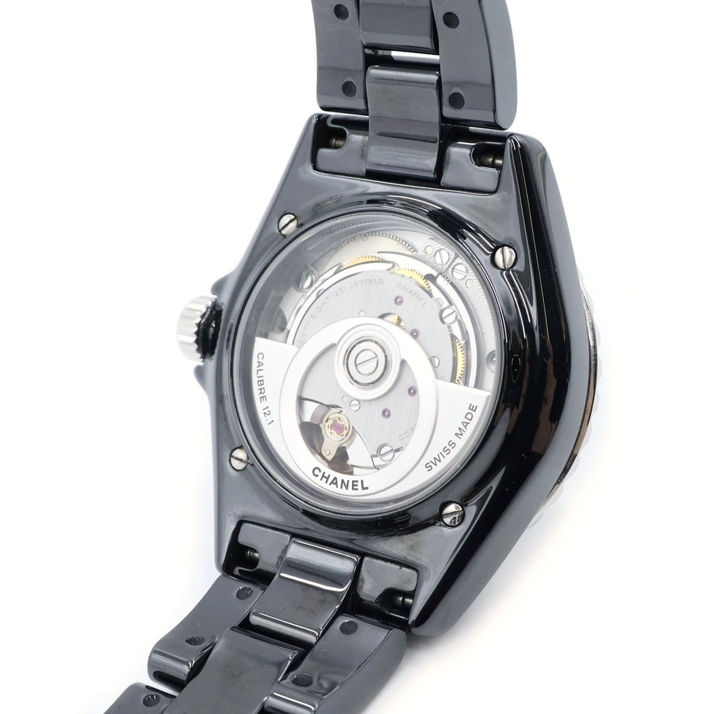 CHANEL(シャネル) J12 黒文字盤 裏スケ デイト CE×SS/AT ブラックセラミック オートマ 自動巻き 腕時計 H5697 レディース