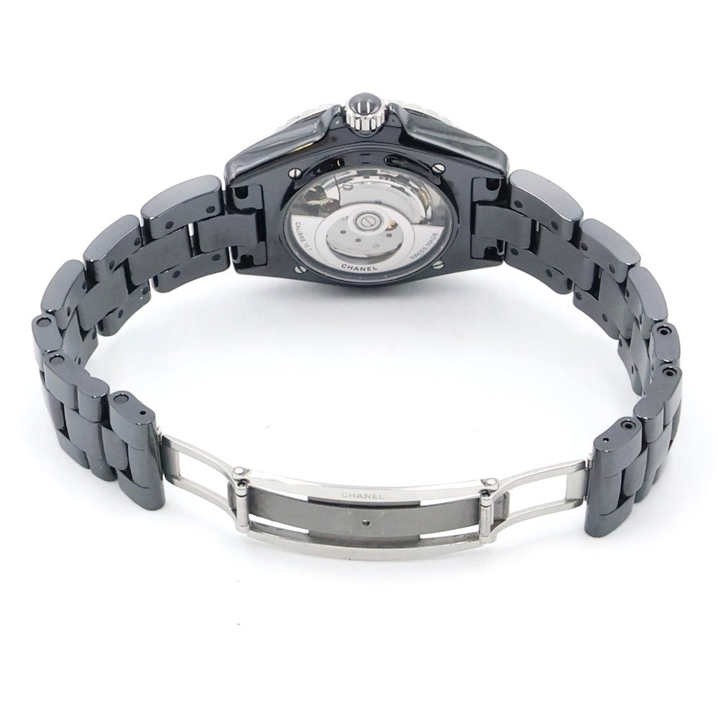 CHANEL(シャネル) J12 黒文字盤 裏スケ デイト CE×SS/AT ブラックセラミック オートマ 自動巻き 腕時計 H5697 レディース