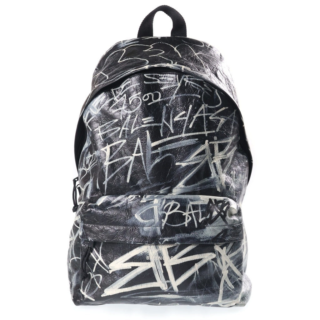 BALENCIAGA(バレンシアガ) エクスプローラー グラフィティ バックパック リュック ブラック×ホワイト レザー 503221