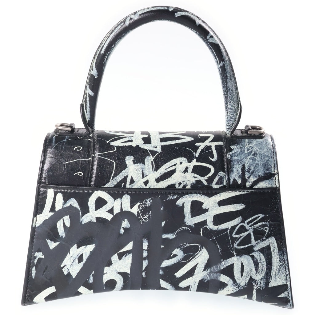 BALENCIAGA(バレンシアガ) アワーグラス グラフィティ スモール ハンドバッグ ショルダーバッグ 2WAY ブラック レザー 593546 レディース