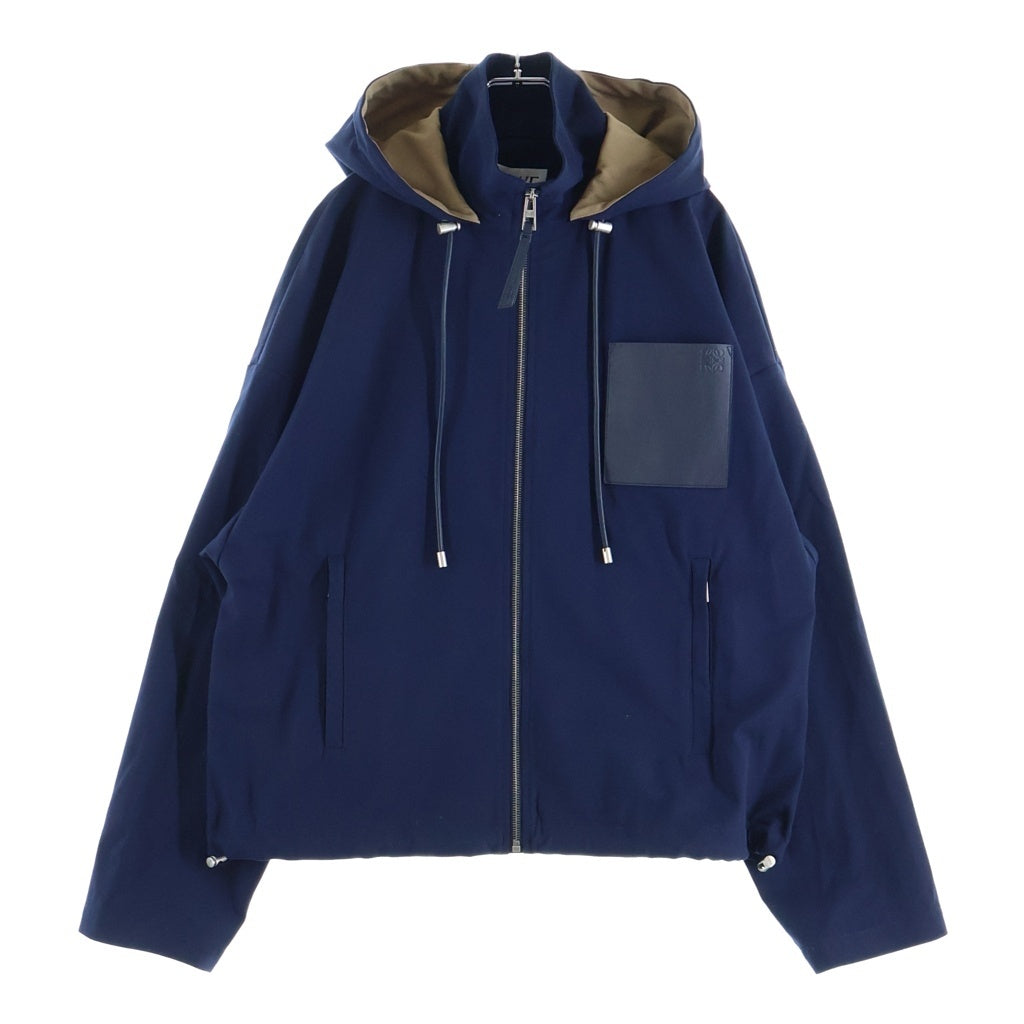 LOEWE(ロエベ) アナグラム コットン フーデッドジャケット ブルゾン アウター #44 ネイビー
