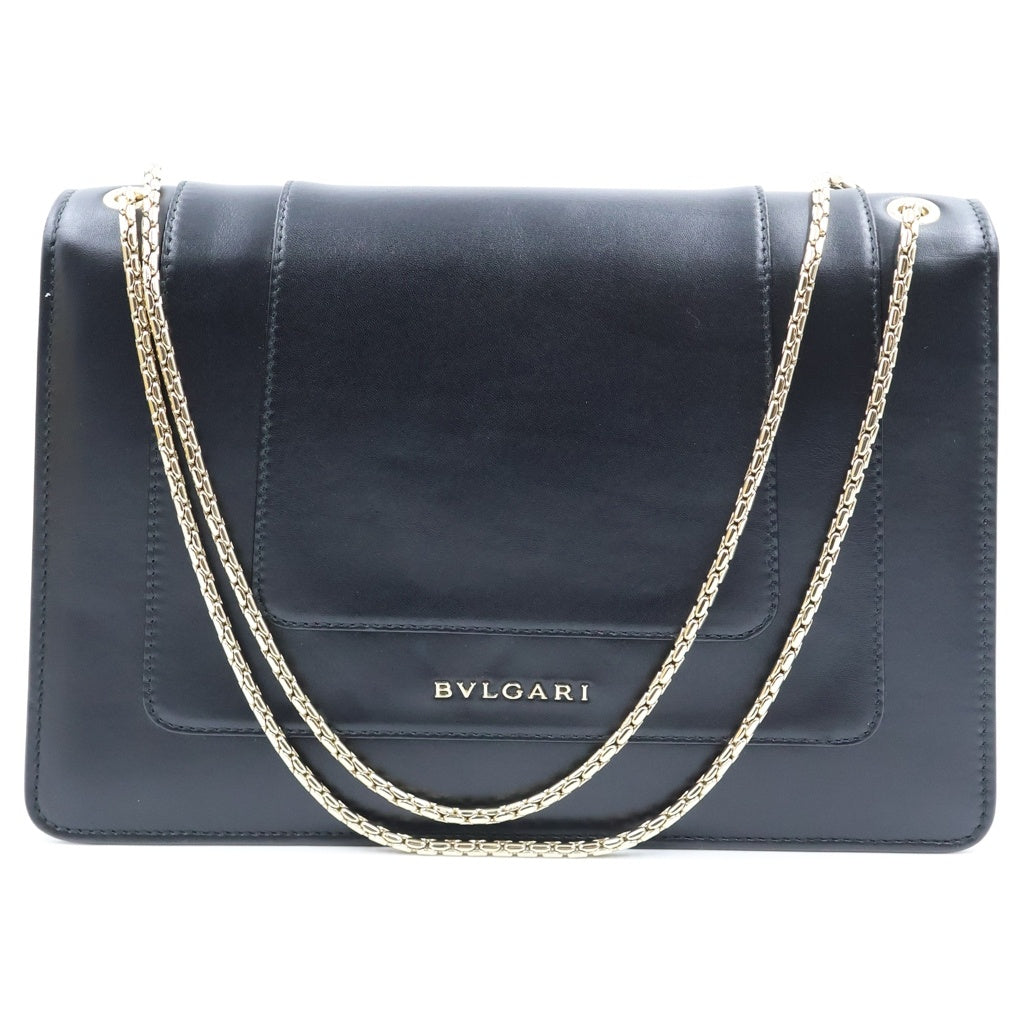 BVLGARI(ブルガリ) セルペンティ フォーエバー チェーンショルダー バッグ ブラック レザー 35106 ゴールド金具 レディース
