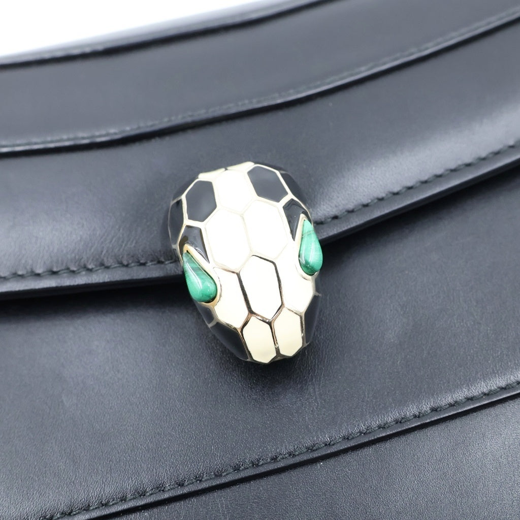 BVLGARI(ブルガリ) セルペンティ フォーエバー チェーンショルダー バッグ ブラック レザー 35106 ゴールド金具 レディース