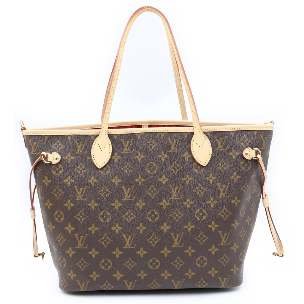 LOUIS VUITTON(ルイヴィトン) モノグラムリバーシブル ネヴァーフル・インサイドアウトMM ルージュサリ 2WAYハンドバッグ ショルダーバッグ ブラウン レザー×PVC M12096 ゴールド金具 レディース